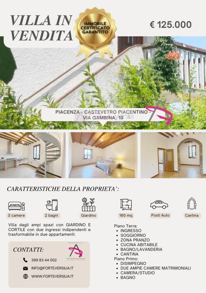 Villa plurilocale in vendita a Castelvetro Piacentino - Villa plurilocale in vendita a Castelvetro Piacentino